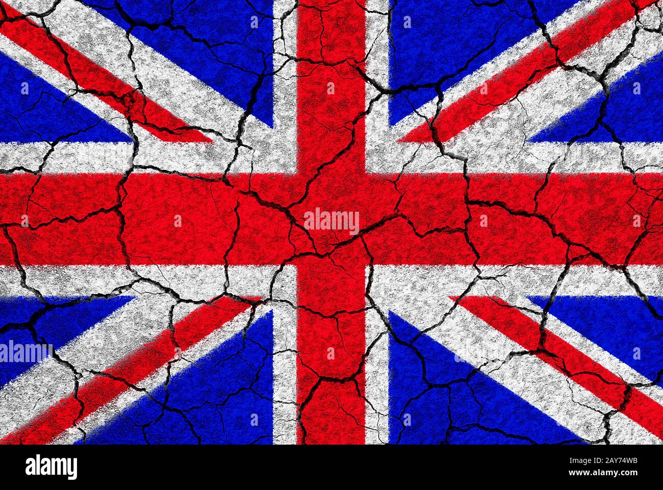 Großbritannien von Großbritannien Flagge an einer weißen Steinmauer bearbeitet Stockfoto