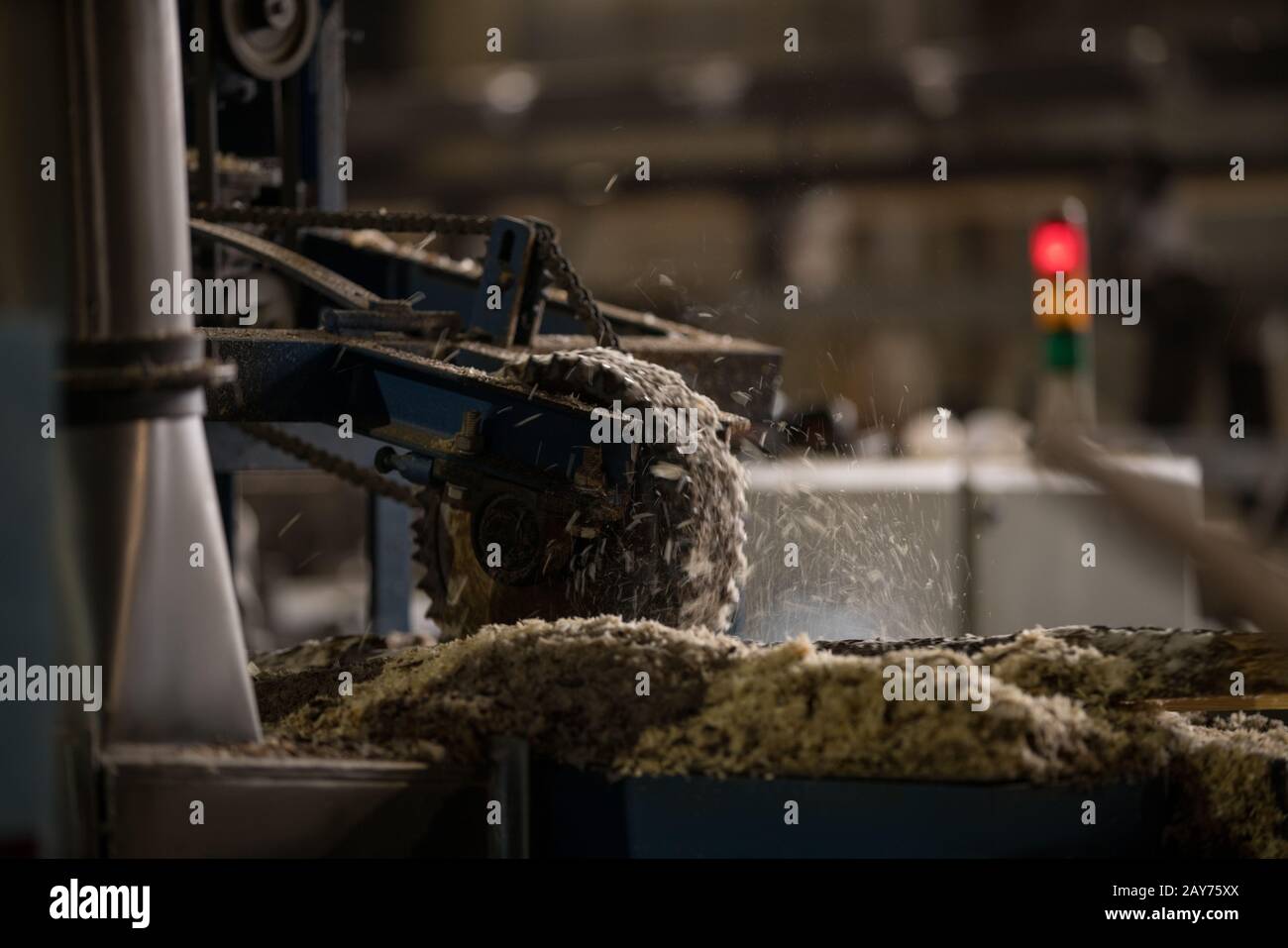 Ansicht der Schneide-Maschinen in Betriebsstellung Stockfoto