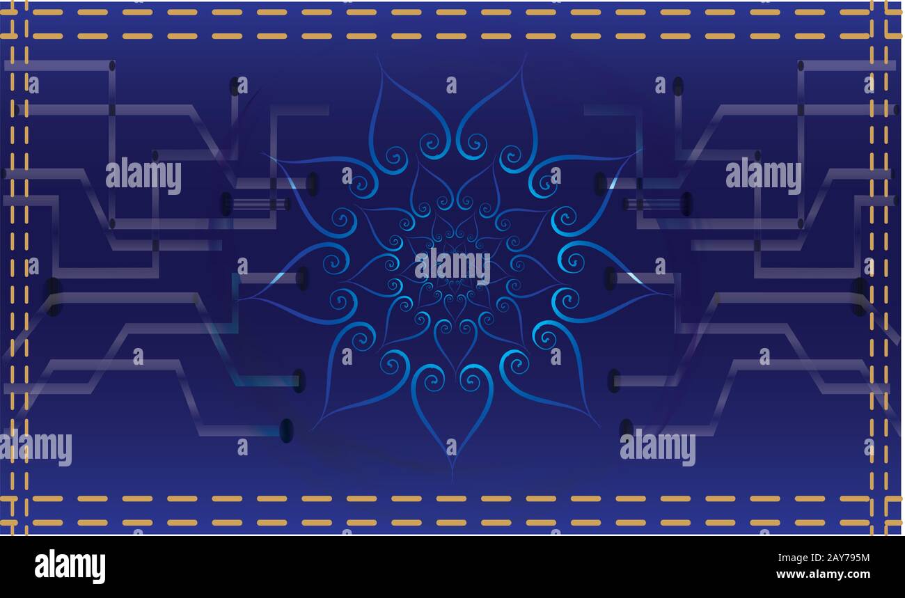 Abstraktes Design auf elektronischen Schaltkreisen mit goldenen Rahmen Stock Vektor