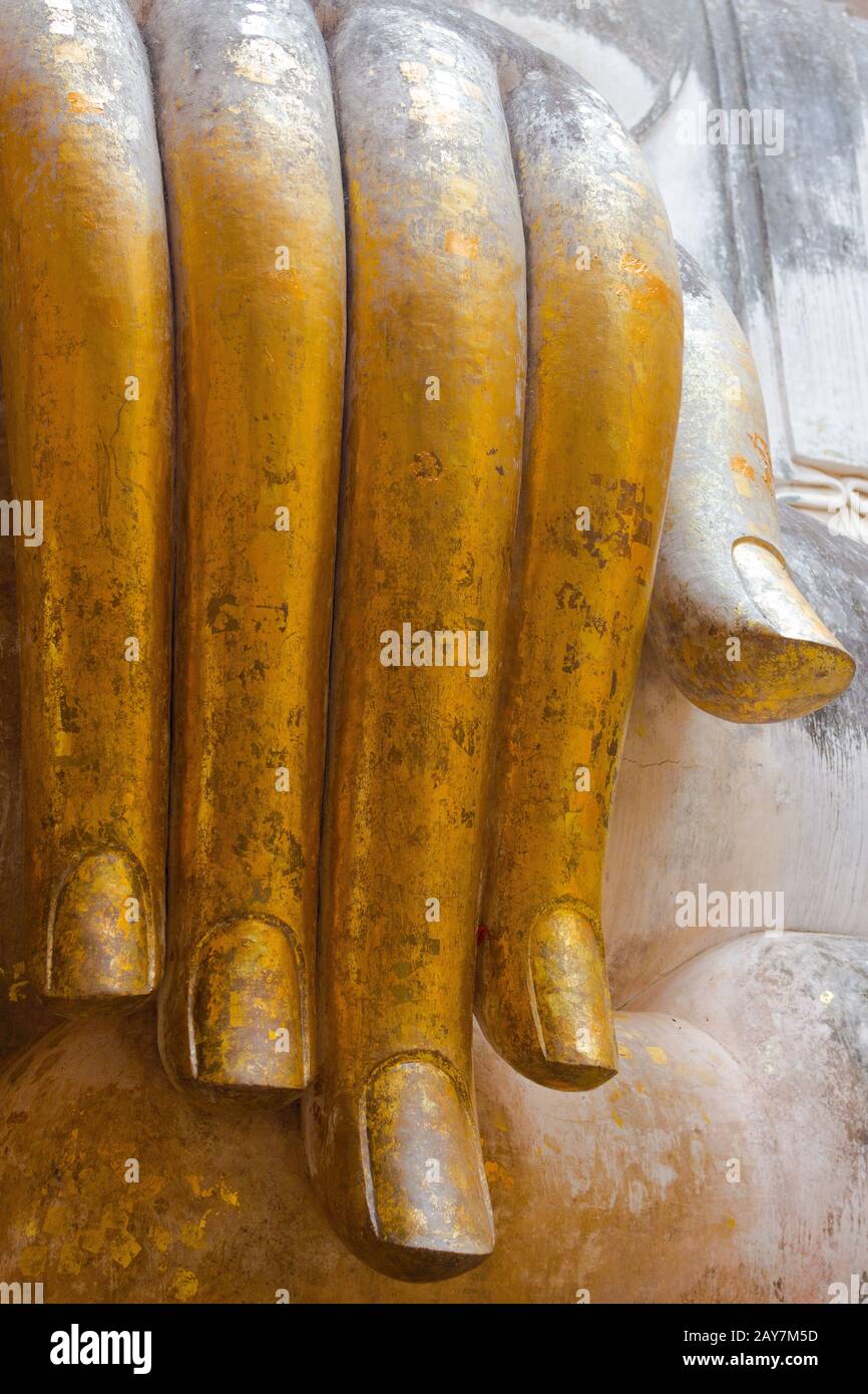 buddhahand im Wat Si Chum Tempel Sukhothai Thailand sitzend Stockfoto