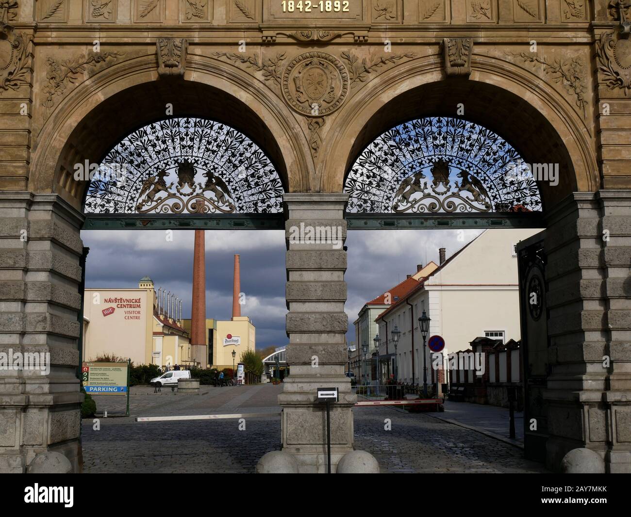 Historische und berühmte Brauerei Pilsner Urquell in Pilsen (Plzeň), Tschechien Stockfoto