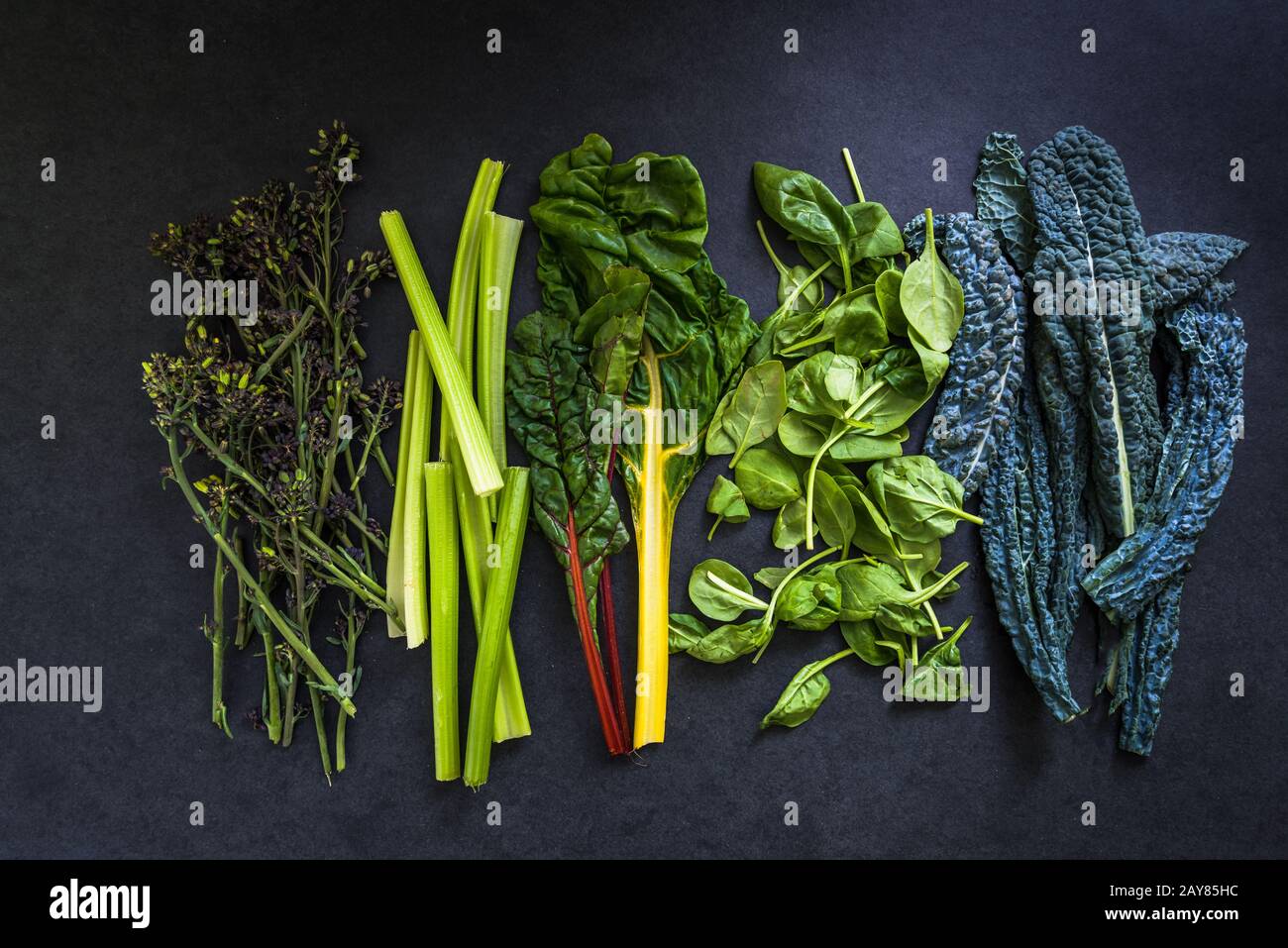 Gemüse für grünen Smoothie, flacher Lay Stockfoto