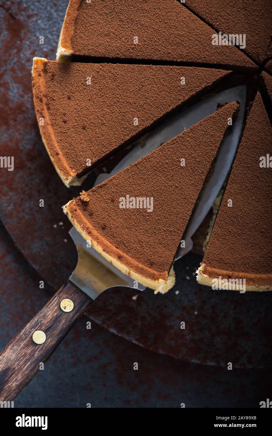 Portion Schokoladenkuchen Stockfoto