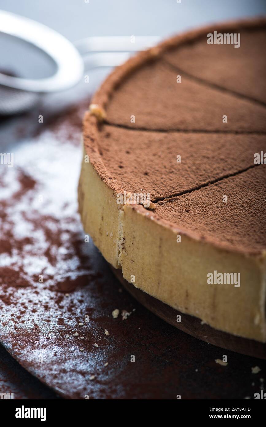 Portion Schokoladenkuchen Stockfoto