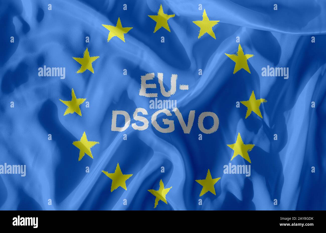 DSGVO Allgemeine Datenschutzverordnung auf einer Flagge Stockfoto