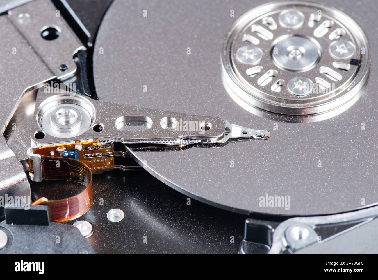 Lese- und Schreibkopf für SAS-Festplatten Stockfoto