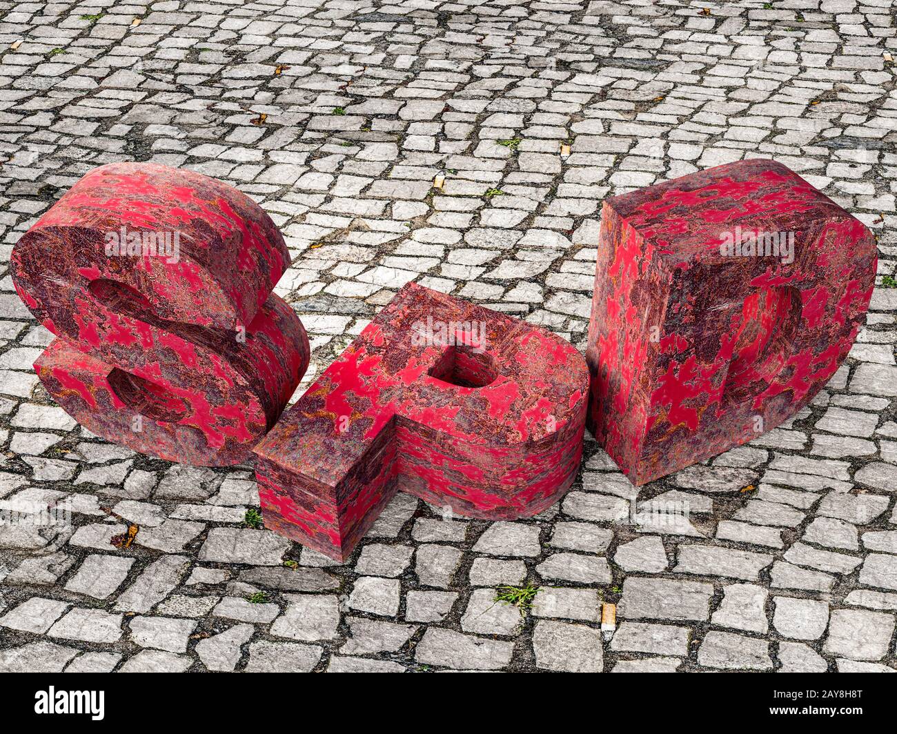 Krise der rhe deutschen Sozialisten, verrosttes Parteilogo Stockfoto