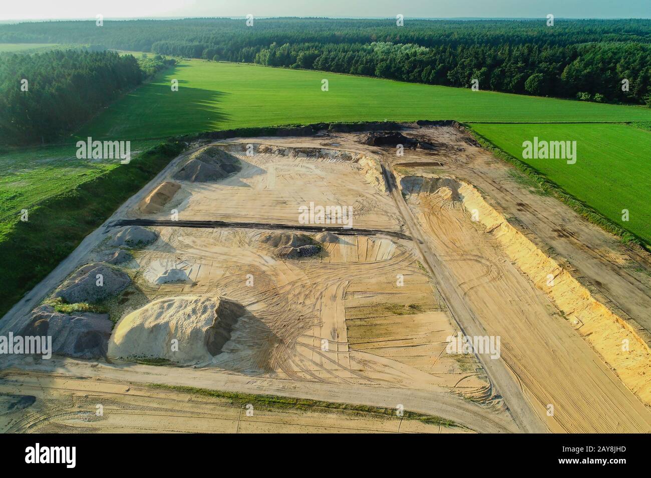 Luftbild Geröll aus der Luft in einer Schottergrube Stockfoto