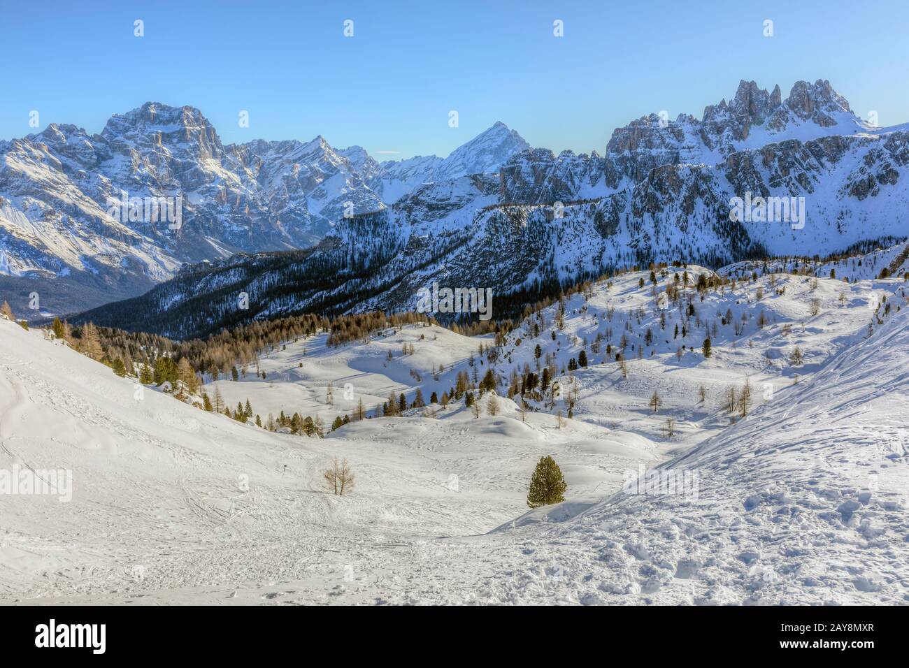 Cinque Torri, Cortina d'Ampezzo, Belluno, Venetien, Dolomiten, Italien, Europa Stockfoto