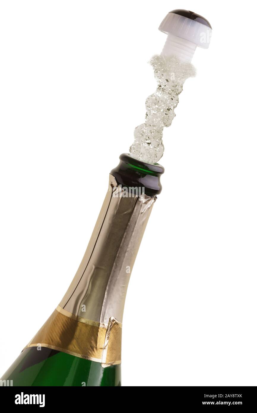Öffnen Sie eine Flasche Sekt oder Champagner, um etwas zu feiern Stockfoto