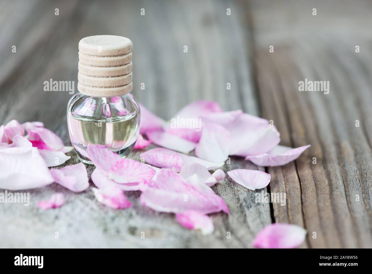 Rose ätherisches Öl Stockfoto