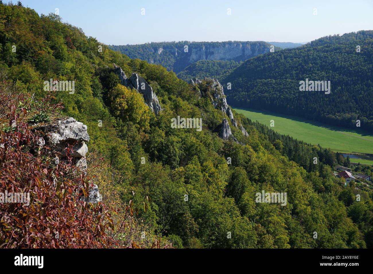 donautal, obere donau, Naturpark, schwäbische alpen, deutschland, Kalkfelsen Stockfoto