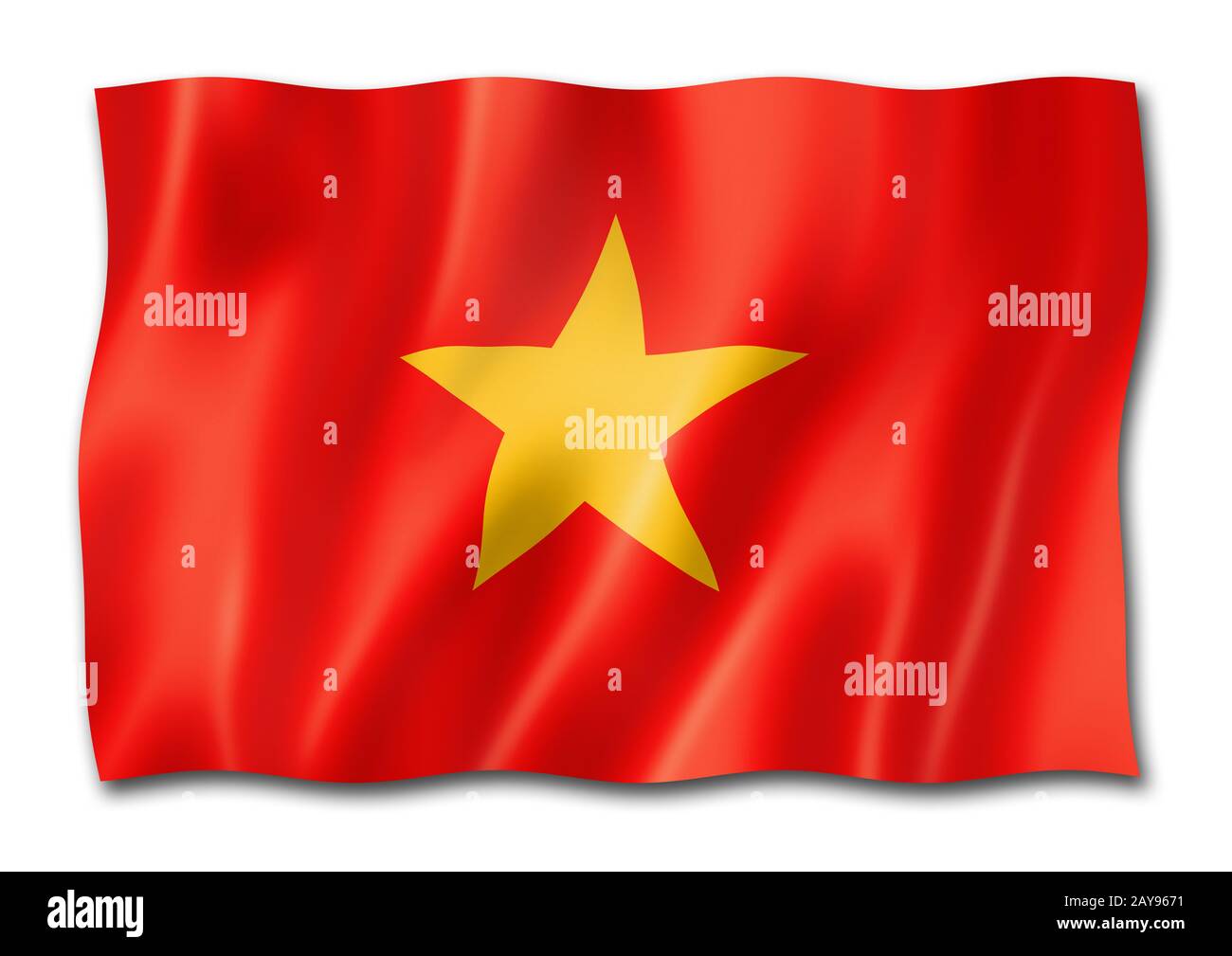 Vietnamesische Flagge isoliert auf Weiß Stockfoto