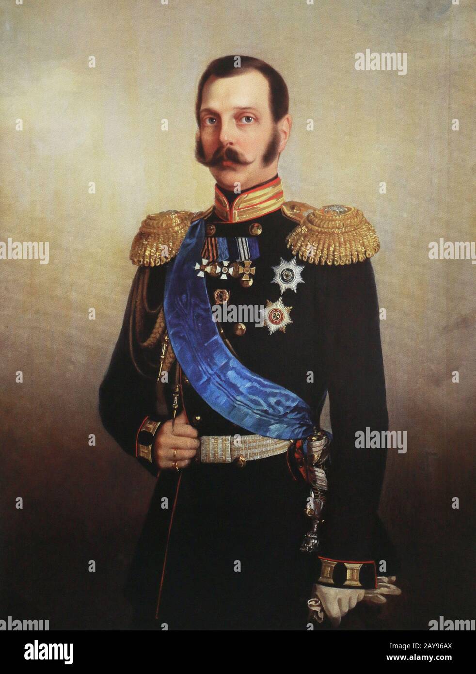 Der russische Kaiser Alexander II. Nikolaevich. Malerei des 19. Jahrhunderts. Stockfoto