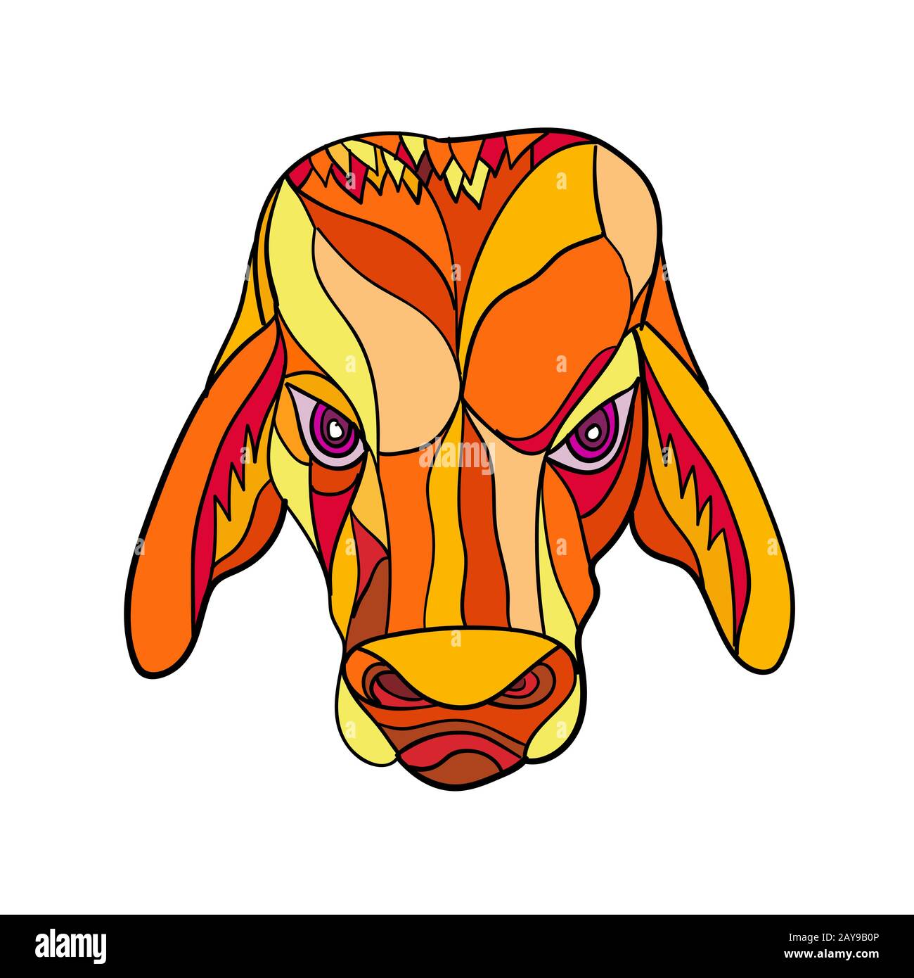 Brahma Bull Head Mosaic Color Stockfoto