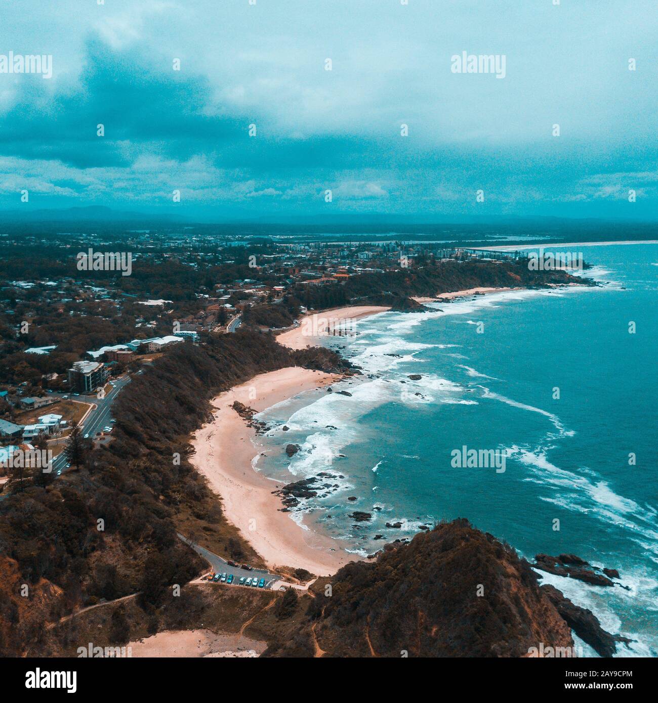 Blick auf Port Macquarie Beach, EIN Urlaubsziel Stockfoto
