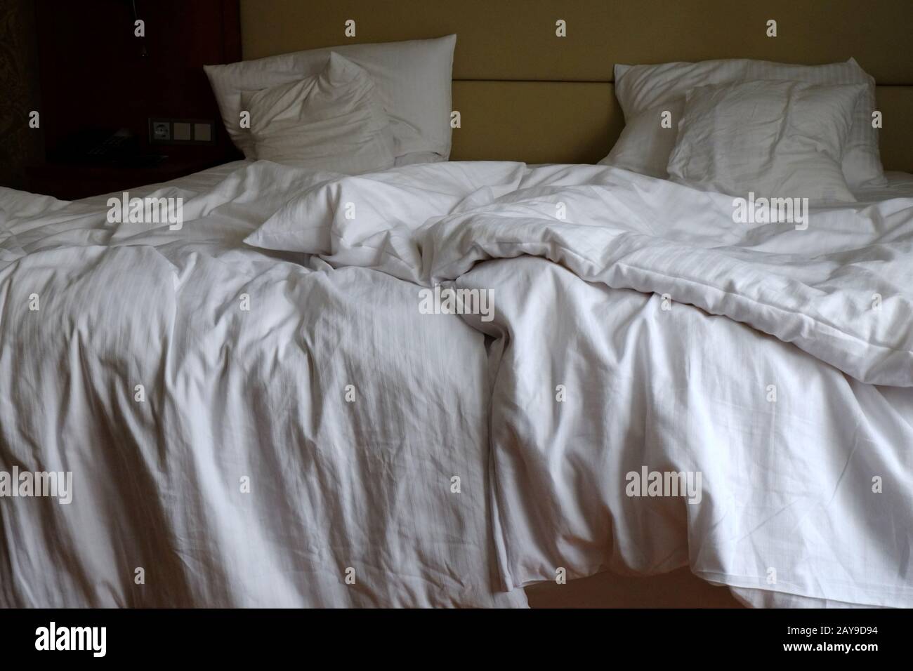 Betten, Federdecken Stockfoto