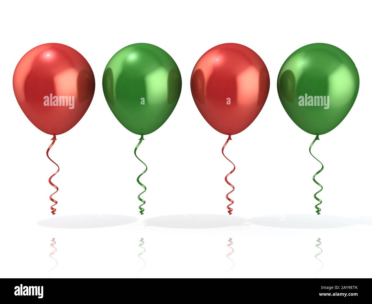 Rot und Grün Luftballons, isoliert Stockfoto