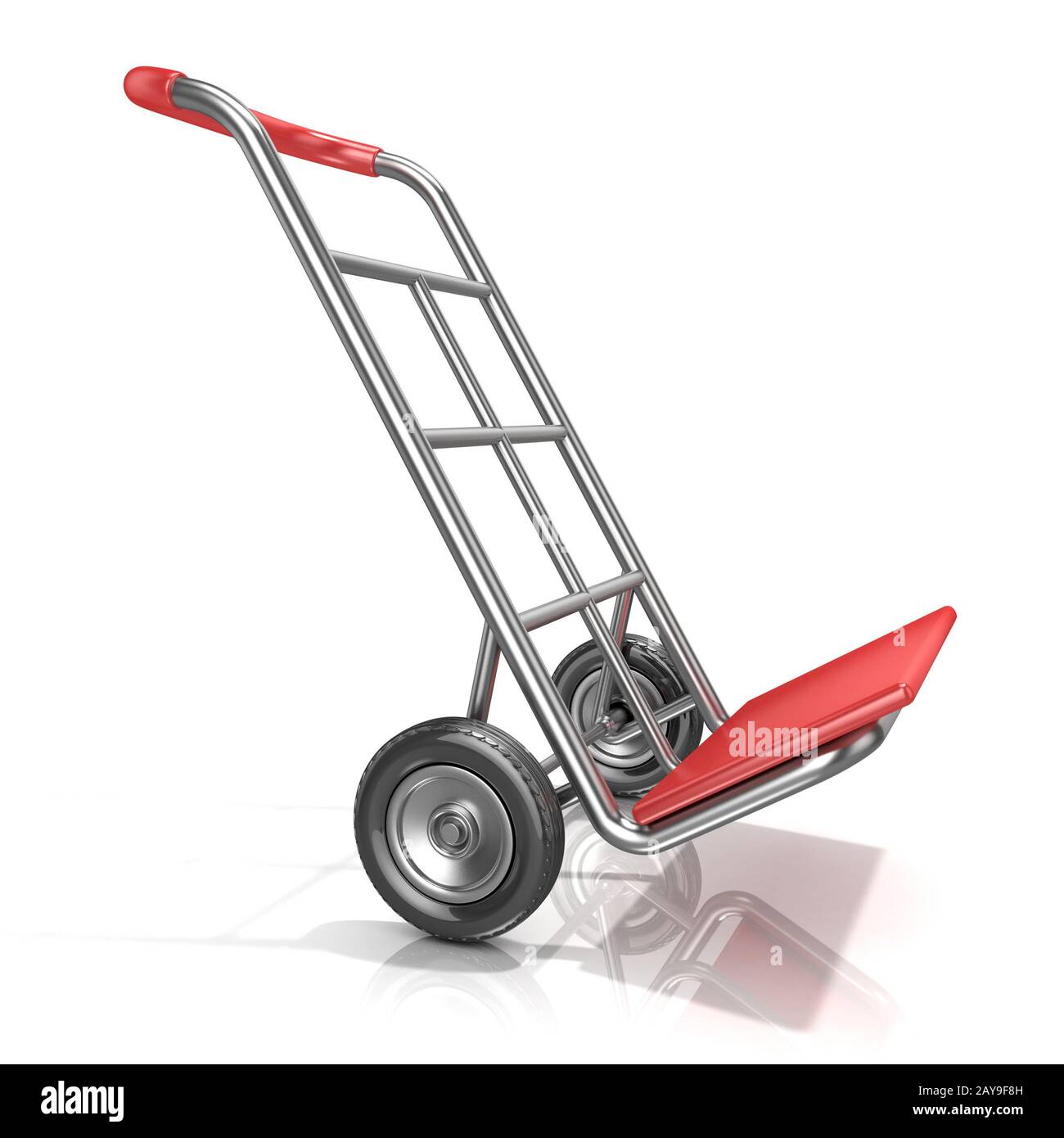 Eine leere Hand Truck, auf weißem Hintergrund. 3D Stockfoto