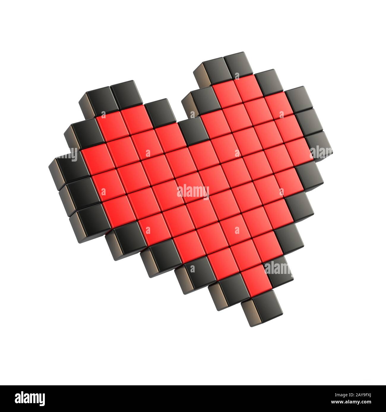 Rote pixel Herz. 3D Stockfoto