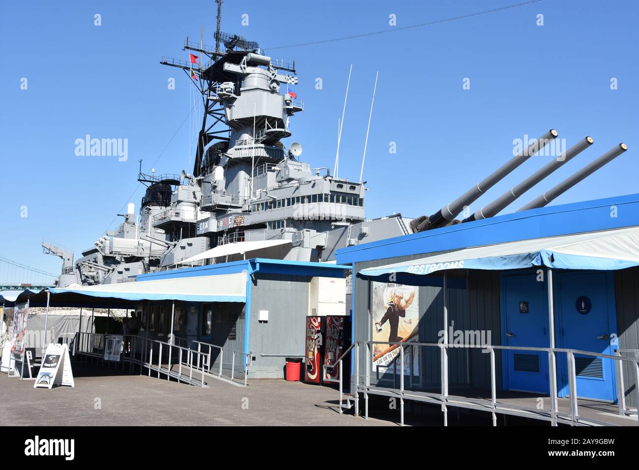 USS Iowa BB-61 in San Pedro, Kalifornien Stockfoto