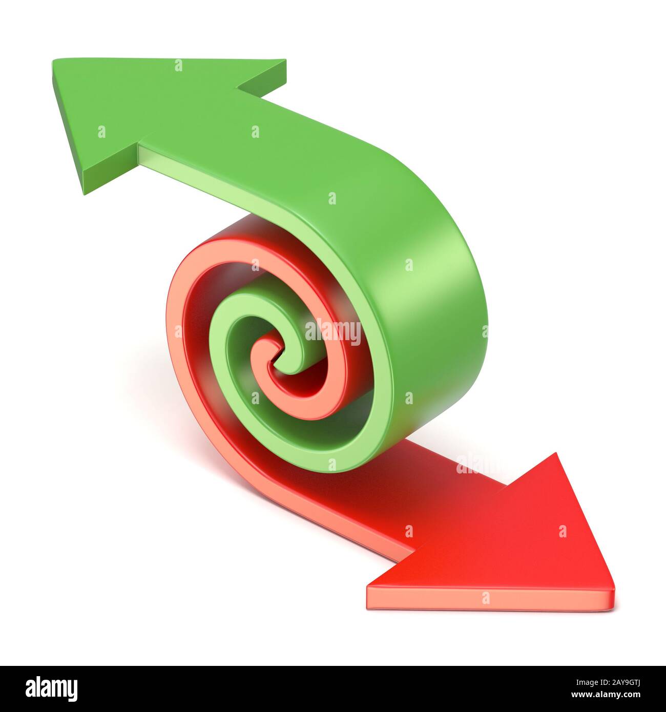 Grüne und rote Spirale Pfeil. 3D Stockfoto