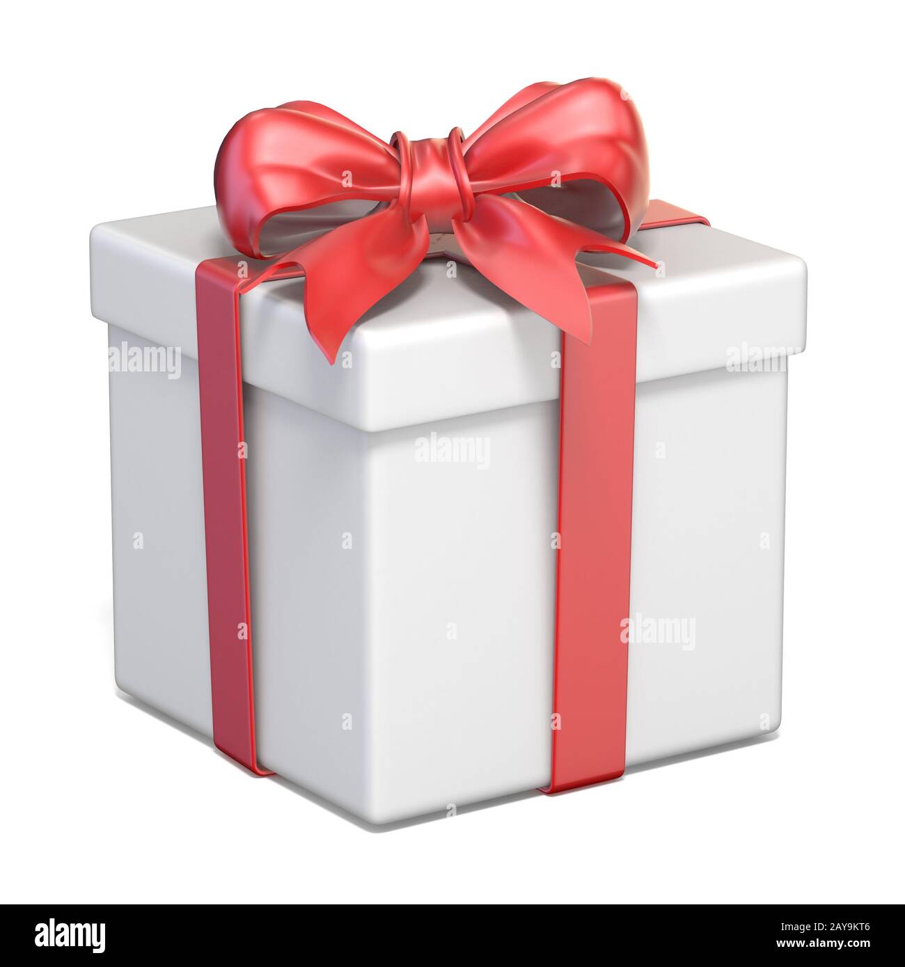 Weiß Geschenkbox und rote Schleife 3D Stockfoto