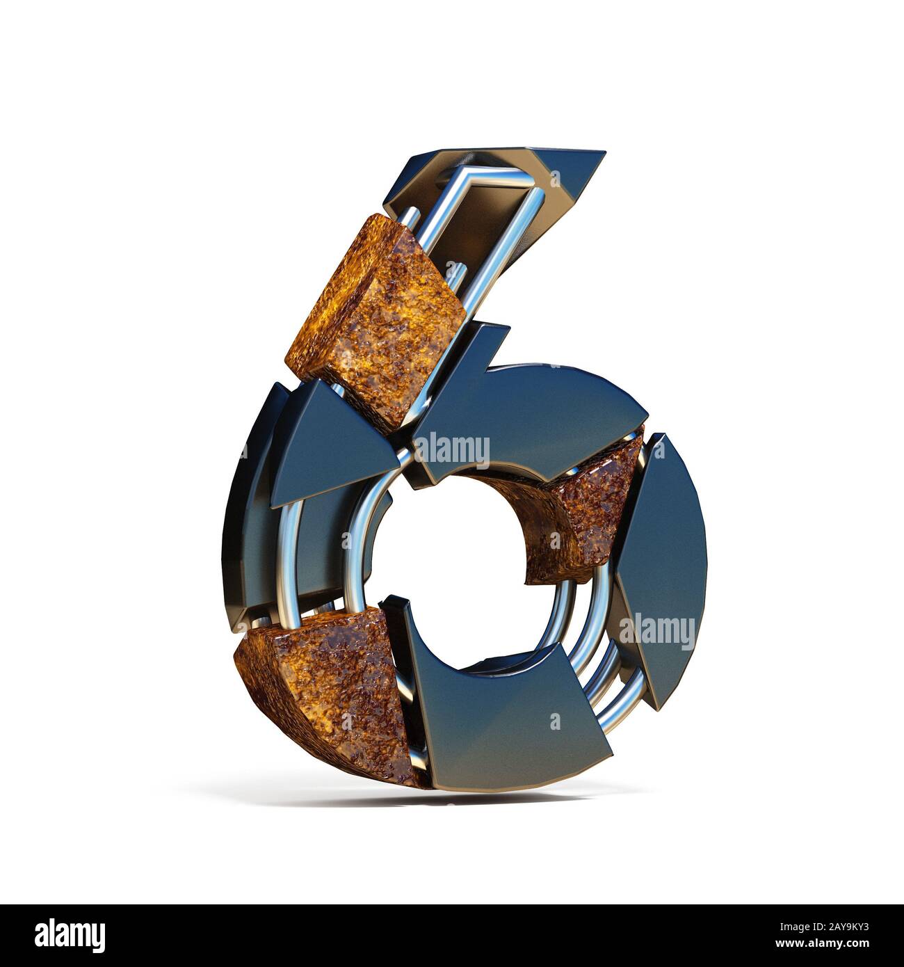 Schwarz Braun font Fraktur Anzahl 6 6 3 D Stockfoto