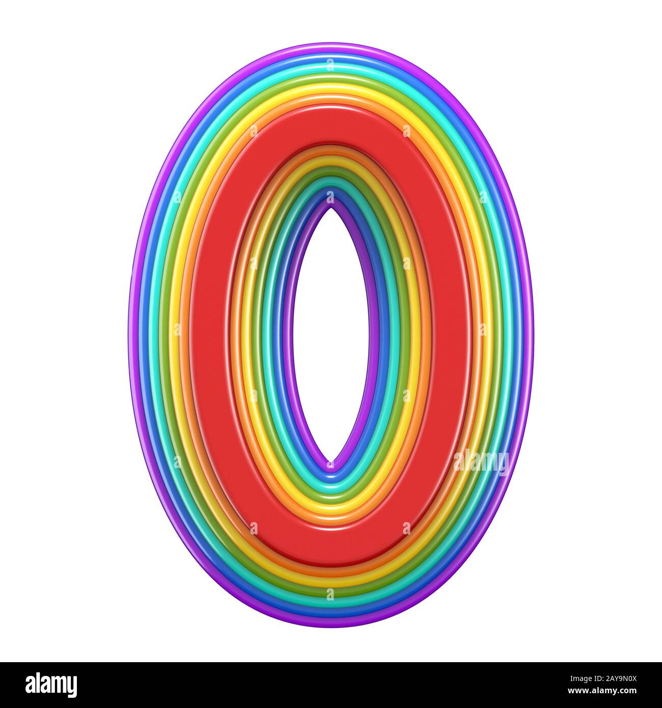 Konzentrische Regenbogenzahl 0 NULL 3D Stockfoto