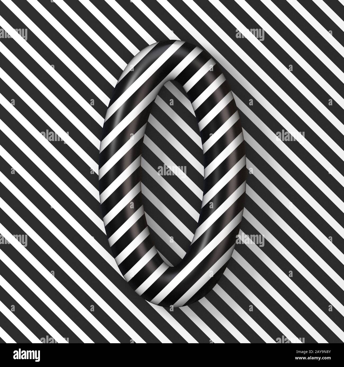 Schwarze und weiße Streifen 0 NULL 3D Stockfoto