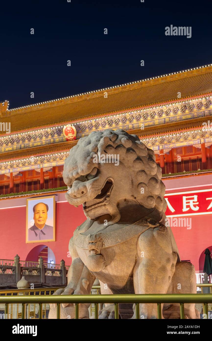 Mao TSE Tung Tianananmen Tor im Verbotenen Stadtpalast - Peking China Stockfoto