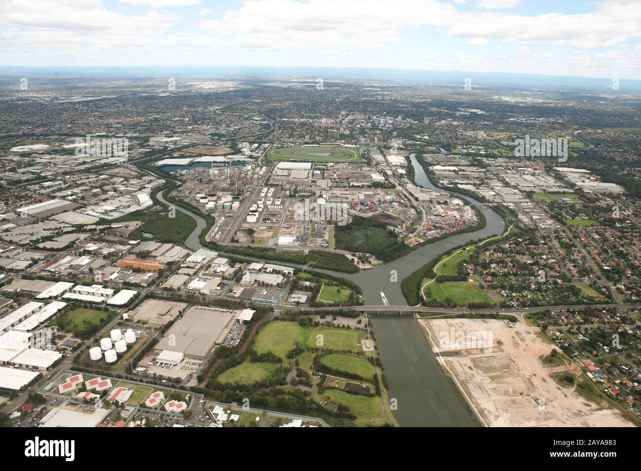 Raffinerieantenne Stockfoto