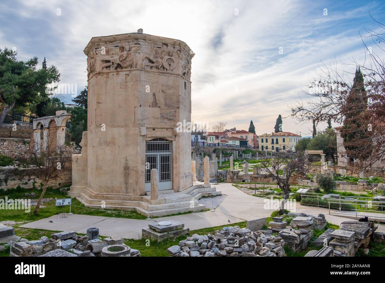 Reste der römischen Agora und Turm der Winde, Athen, Griechenland Stockfoto