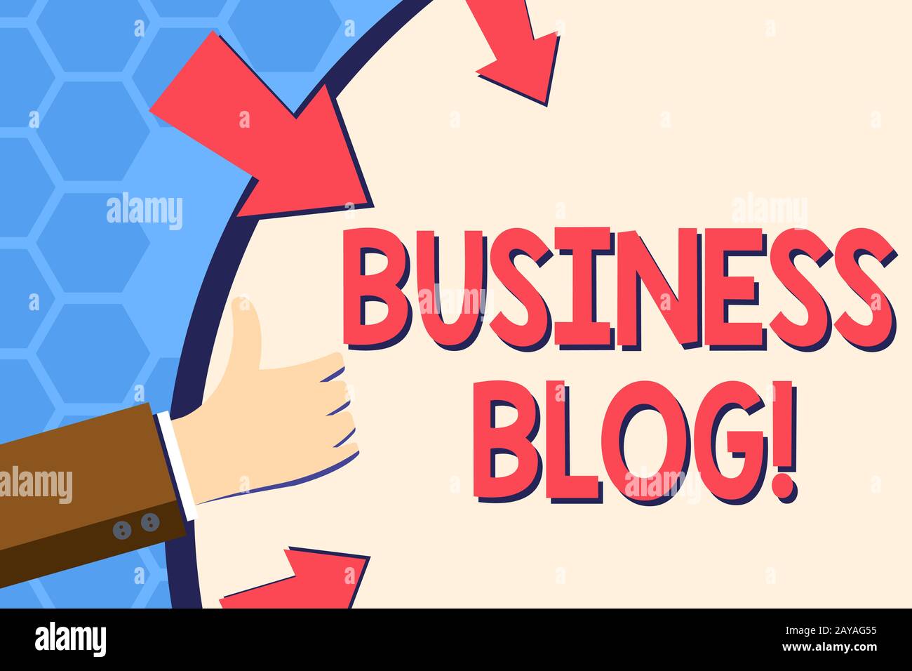 Hinweis zum Business Blog schreiben. Firmenfoto, das sich mit dem Schreiben über Themen im Zusammenhang mit der Hand des Unternehmens beschäftigt Stockfoto