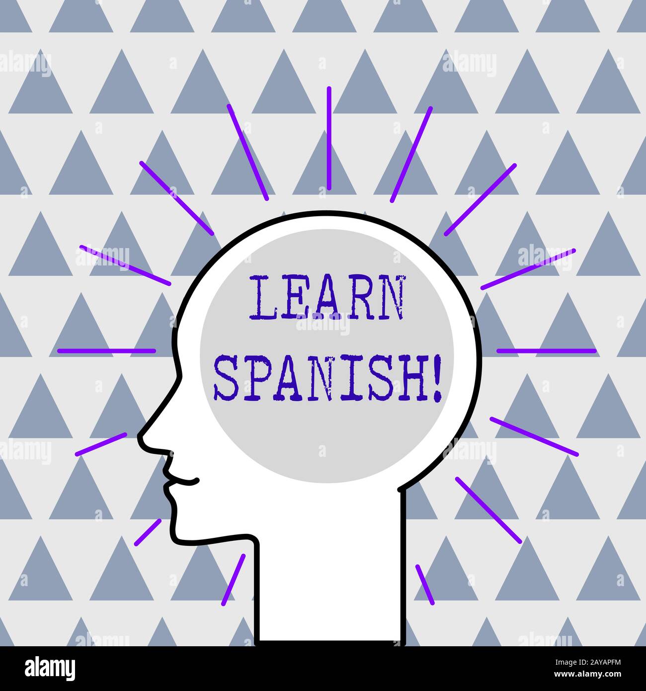 Handschriftertext Spanisch lernen. Konzept Bedeutung gewinnen oder erwerben Sie Kenntnisse über das sprechen und Schreiben spanischer Umrisse Silhouette Hum Stockfoto