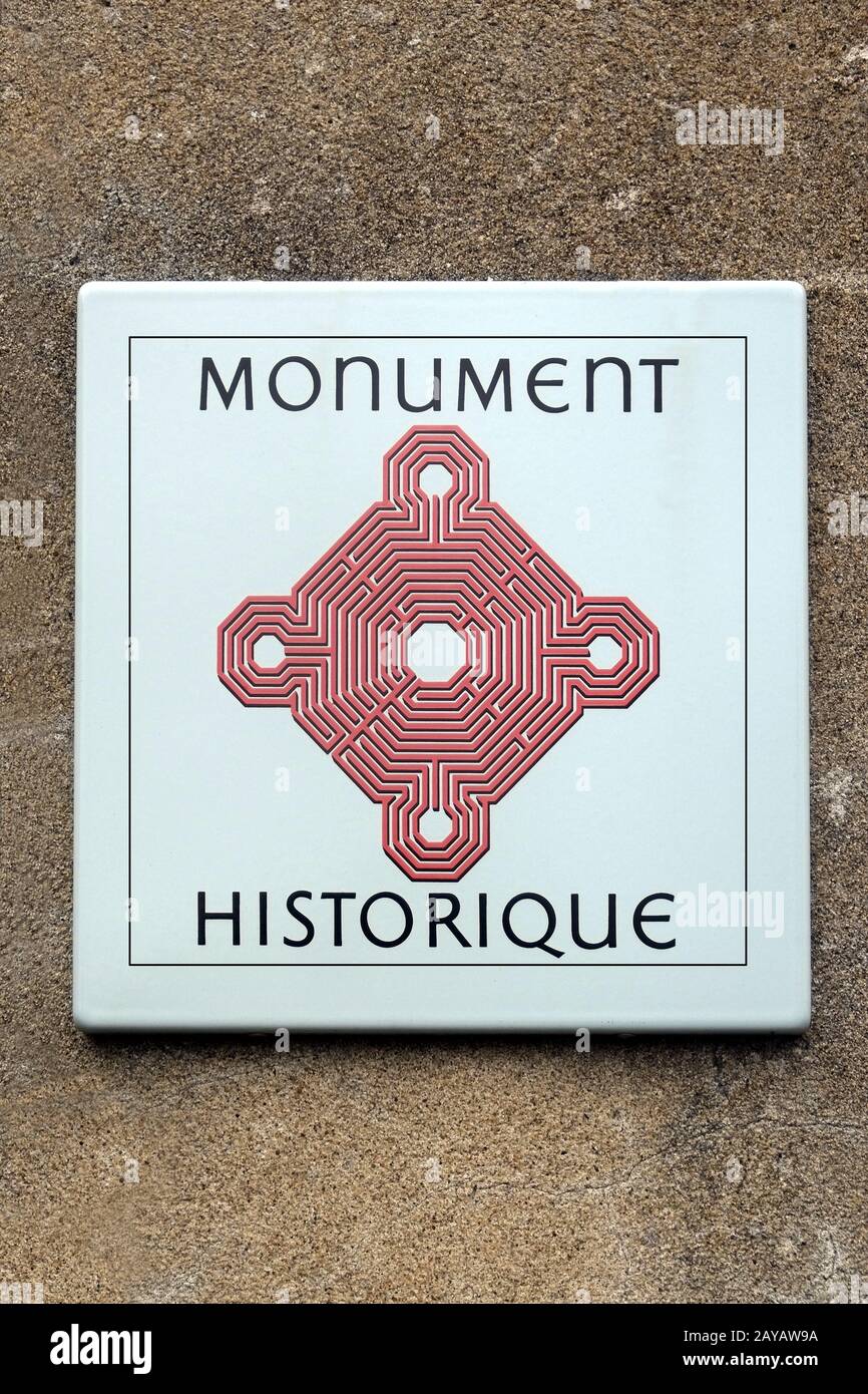 Historisches Denkmal, Monument historique Stockfoto