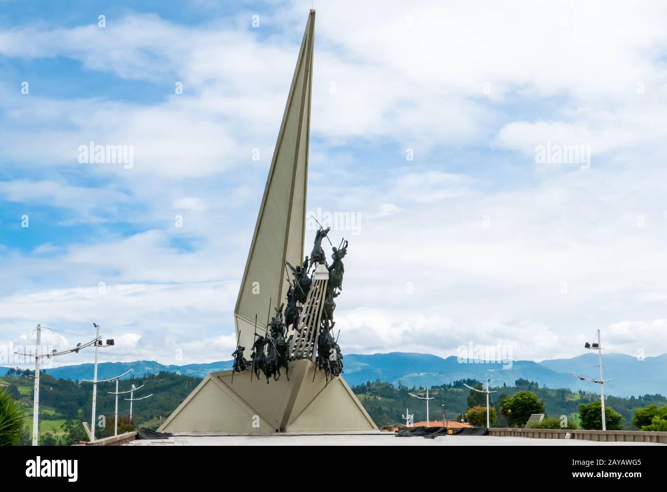Paipa Kolumbien Pantano von Vargas Denkmal Frontalansicht Stockfoto