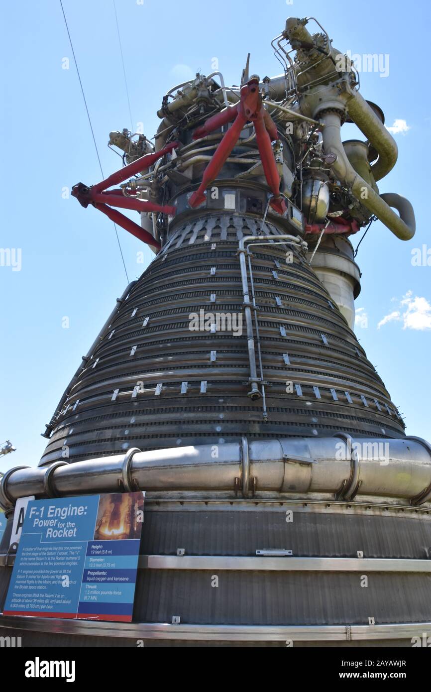 F-1-Motor im Rocket Park im Space Center in Houston, Texas Stockfoto