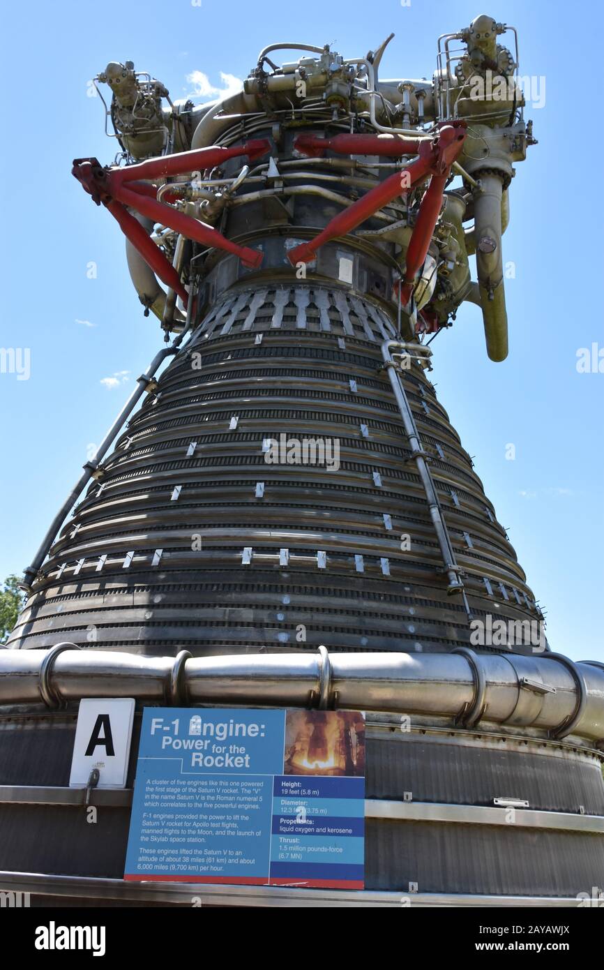 F-1-Motor im Rocket Park im Space Center in Houston, Texas Stockfoto