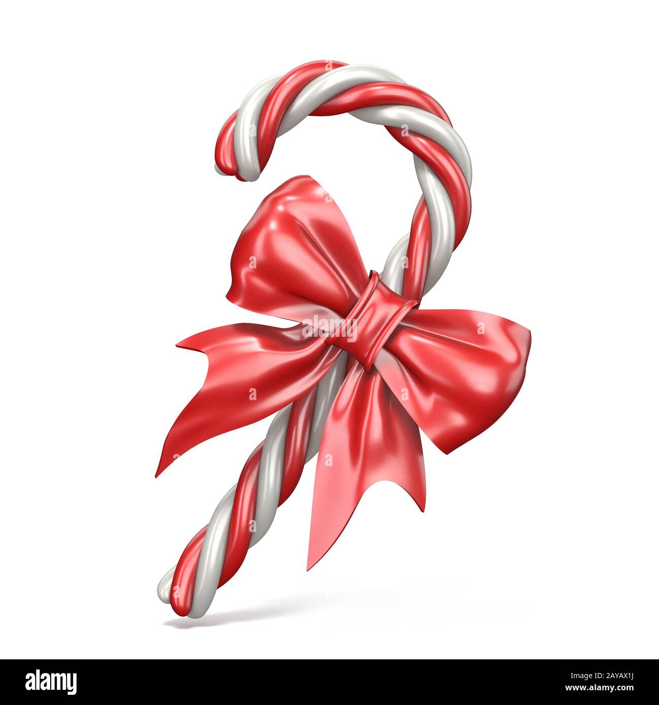Weihnachten Dekoration aus Zuckerstange und Schleife 3D Stockfoto