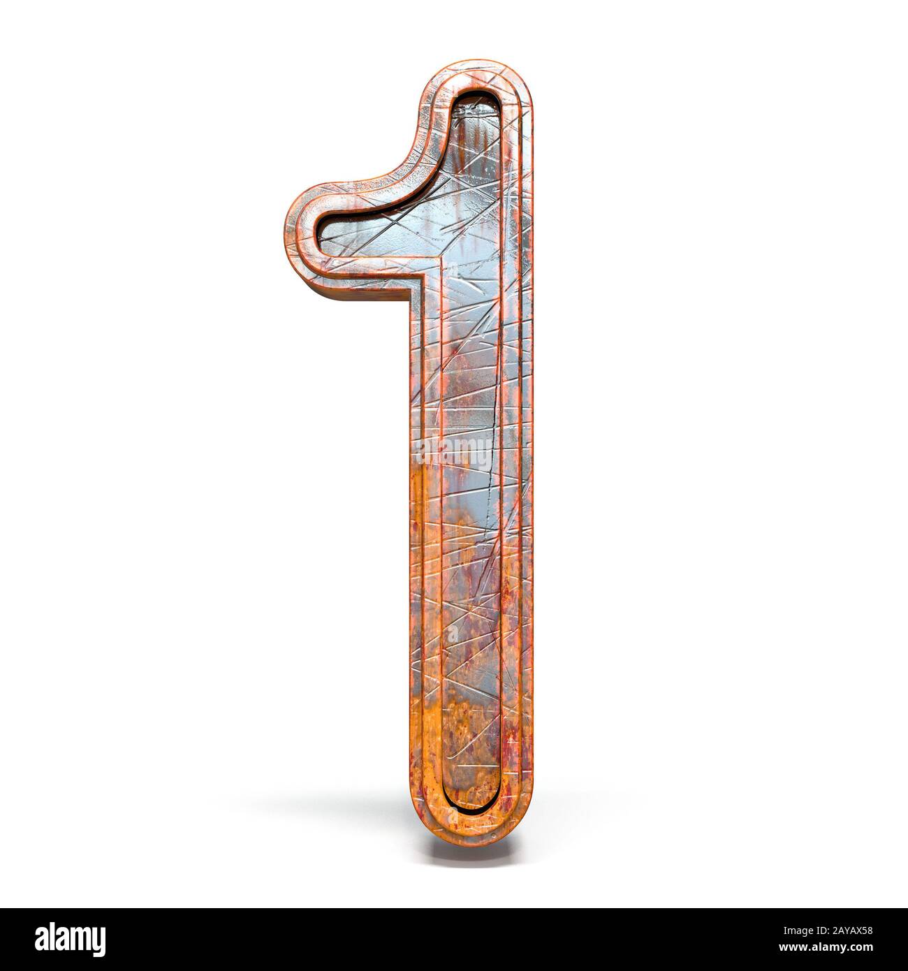 Rostige Metallschrift Nummer 1 EIN 3D Stockfoto