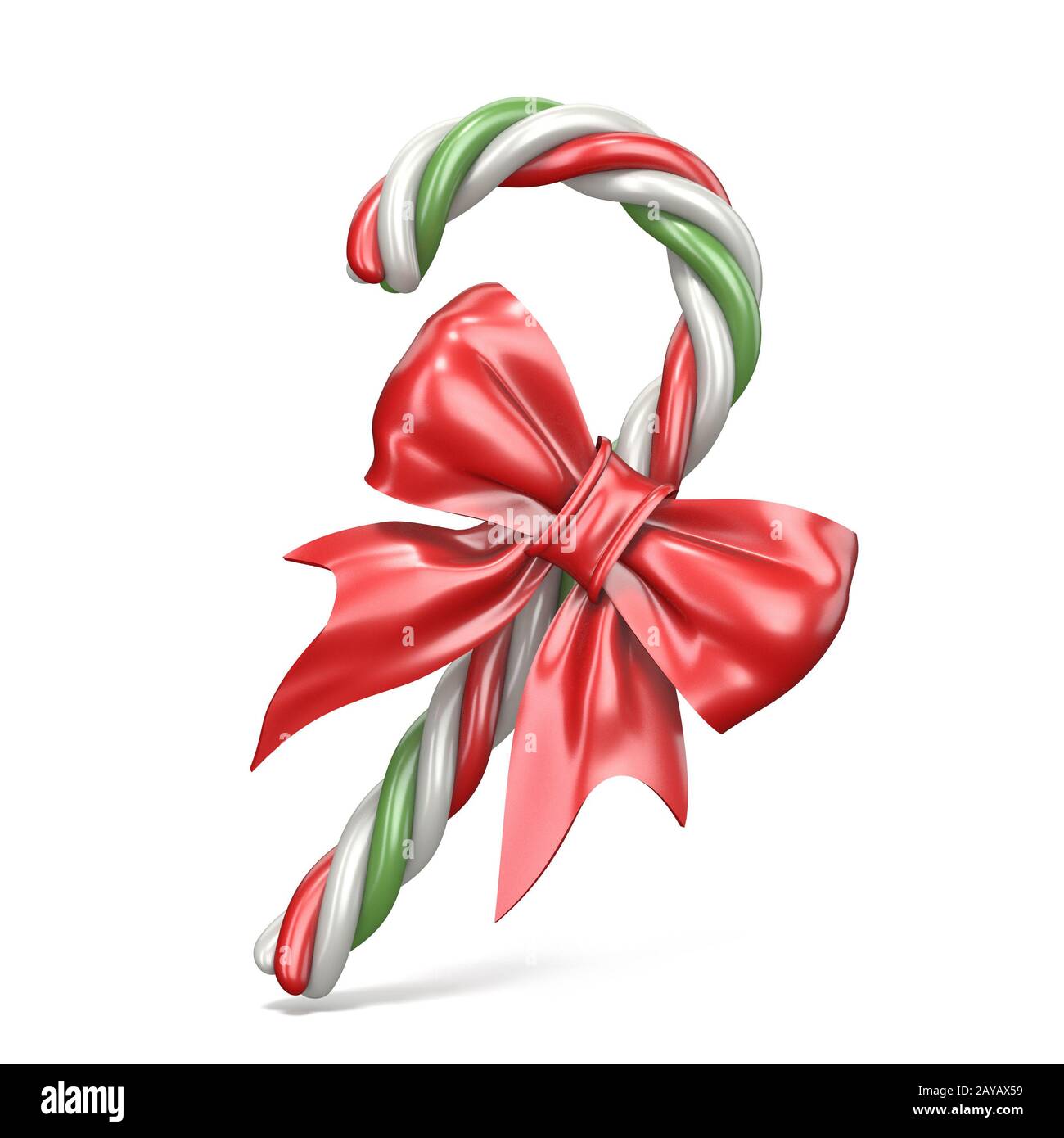 Weihnachten Dekoration aus Zuckerstange und Schleife 3D Stockfoto