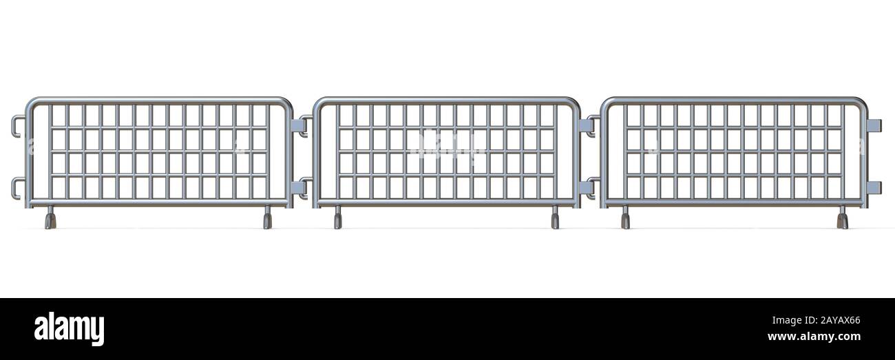 Stahl Barrikaden Vorderansicht 3D Stockfoto