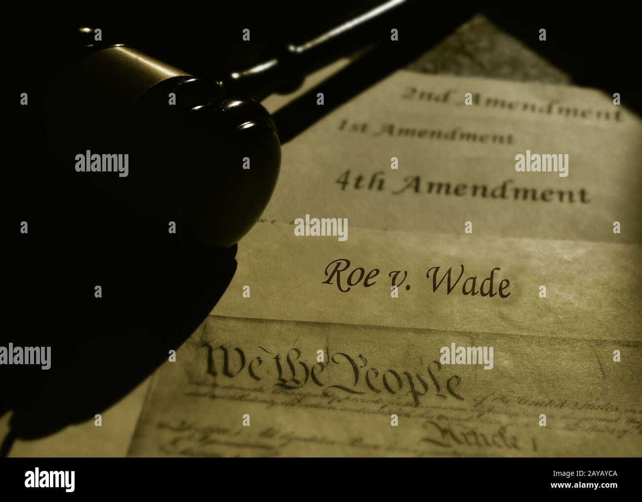 ROE V Wade Text mit US-Verfassung Stockfoto
