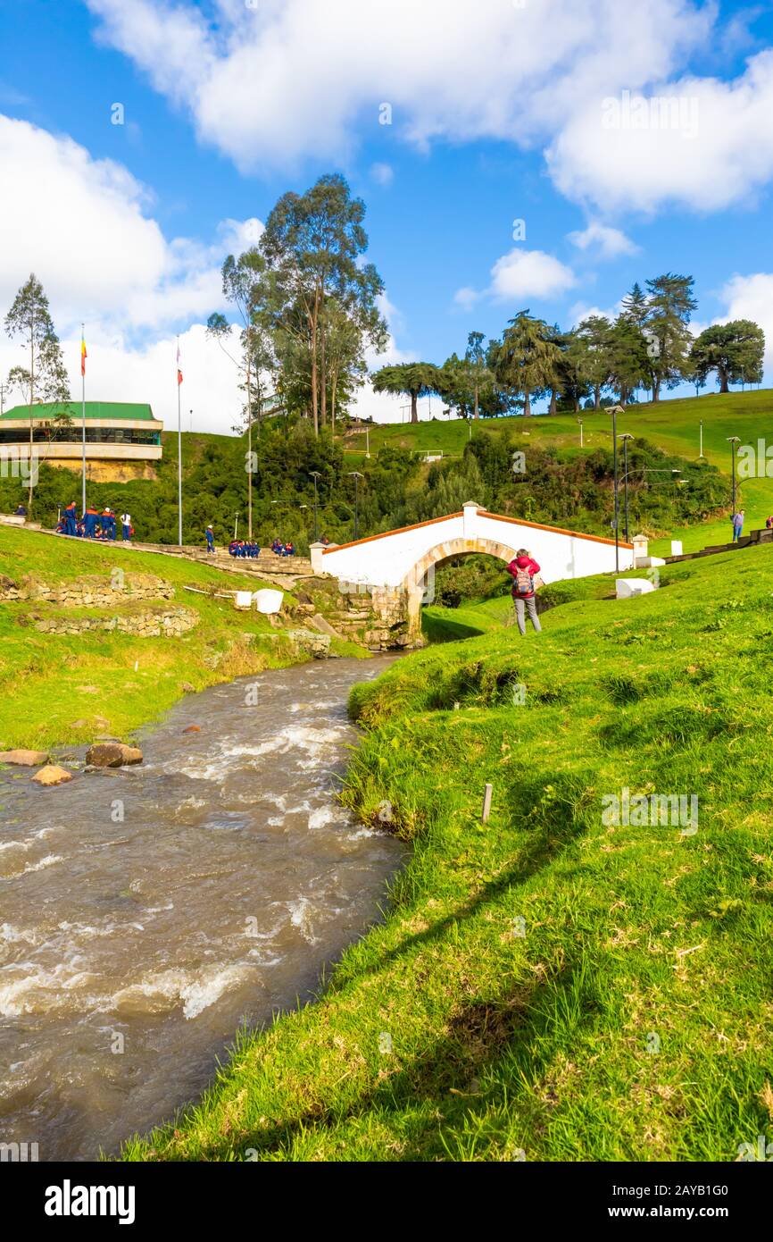 Tunja Kolumbien Boyaca Brücke und Fluss Stockfoto