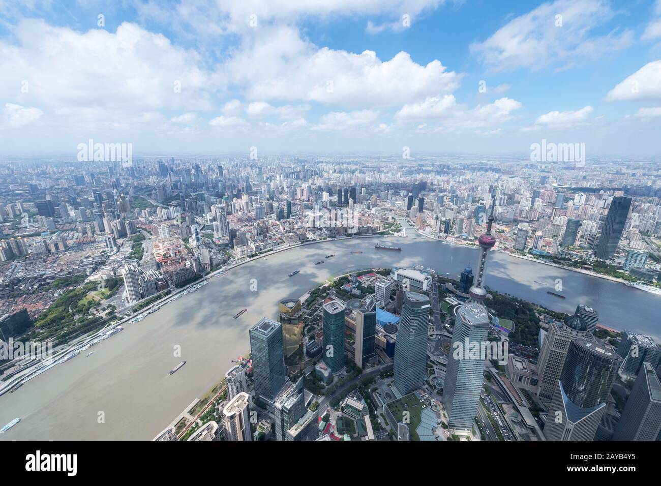 shanghaier Stadtbild bei Sonnenschein Stockfoto