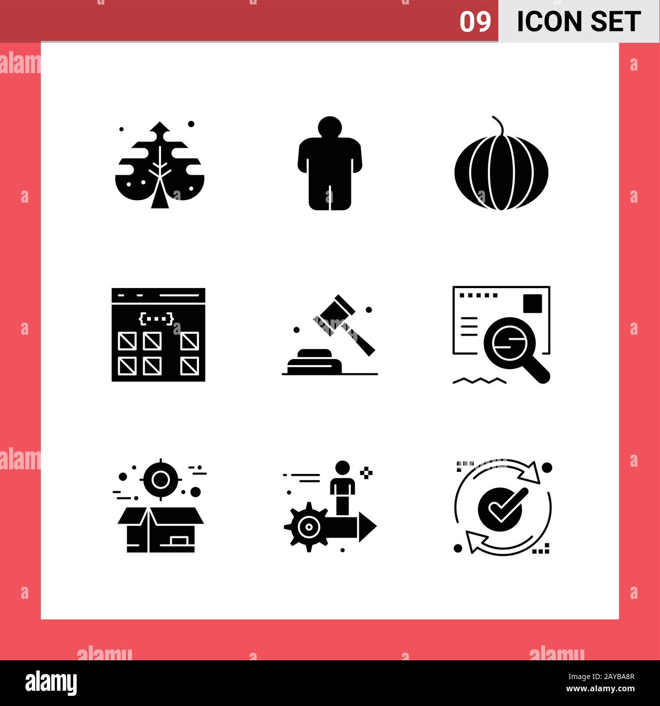 9 Icon Pack Durchgezogene GlyphSymbole auf weißem Hintergrund