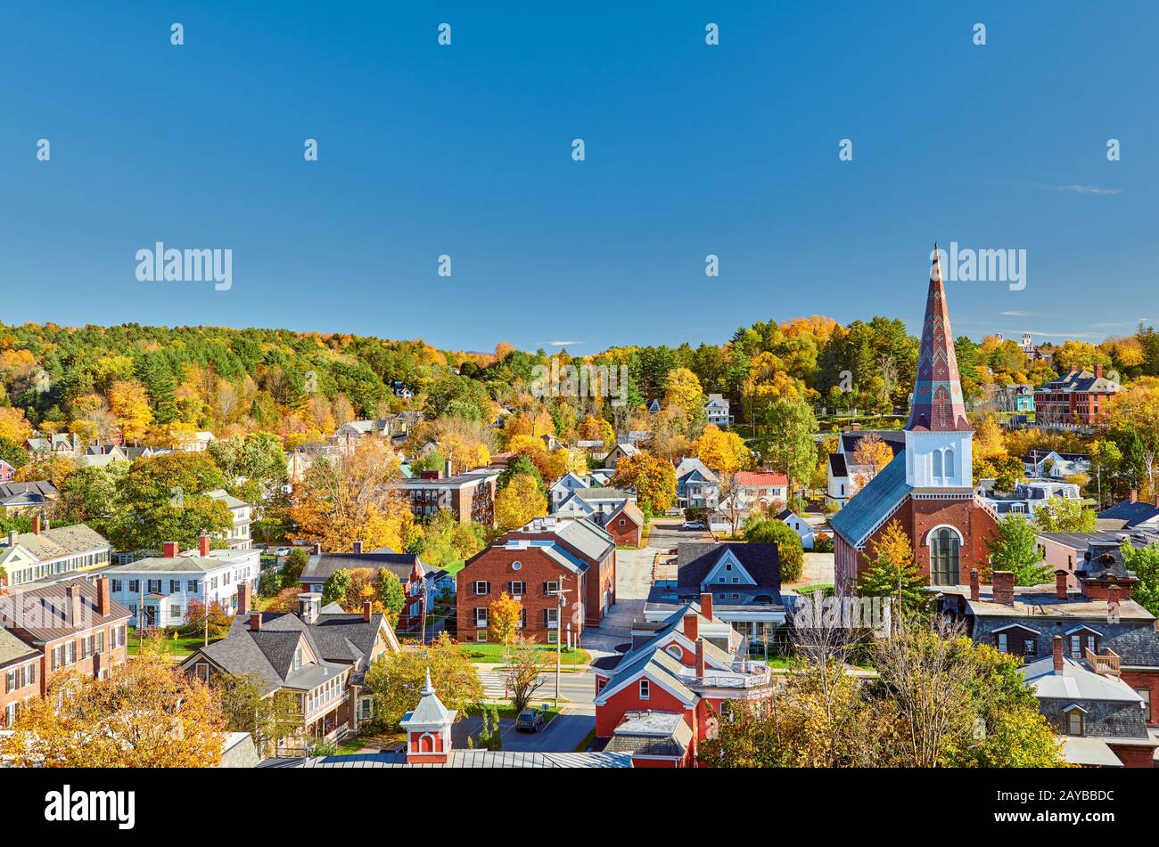 Skyline der Stadt Montpelier im Herbst, Vermont, USA Stockfoto