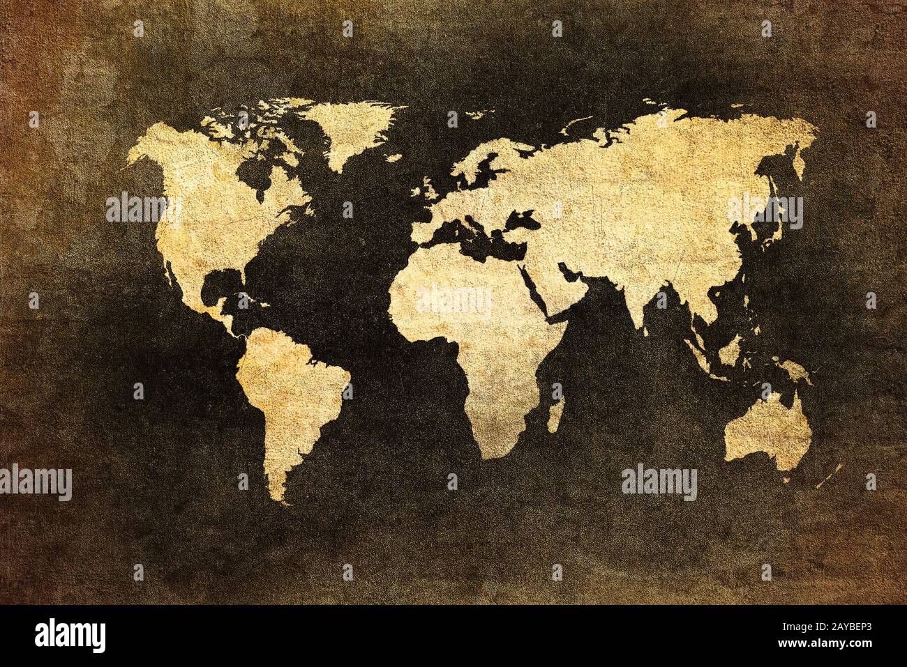 Grunge-Karte der Welt Stockfoto