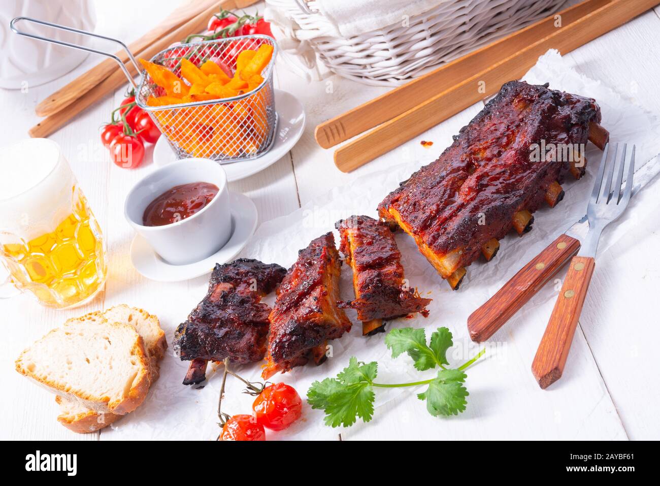 BBQ Spare Ribs vom Grill Stockfoto